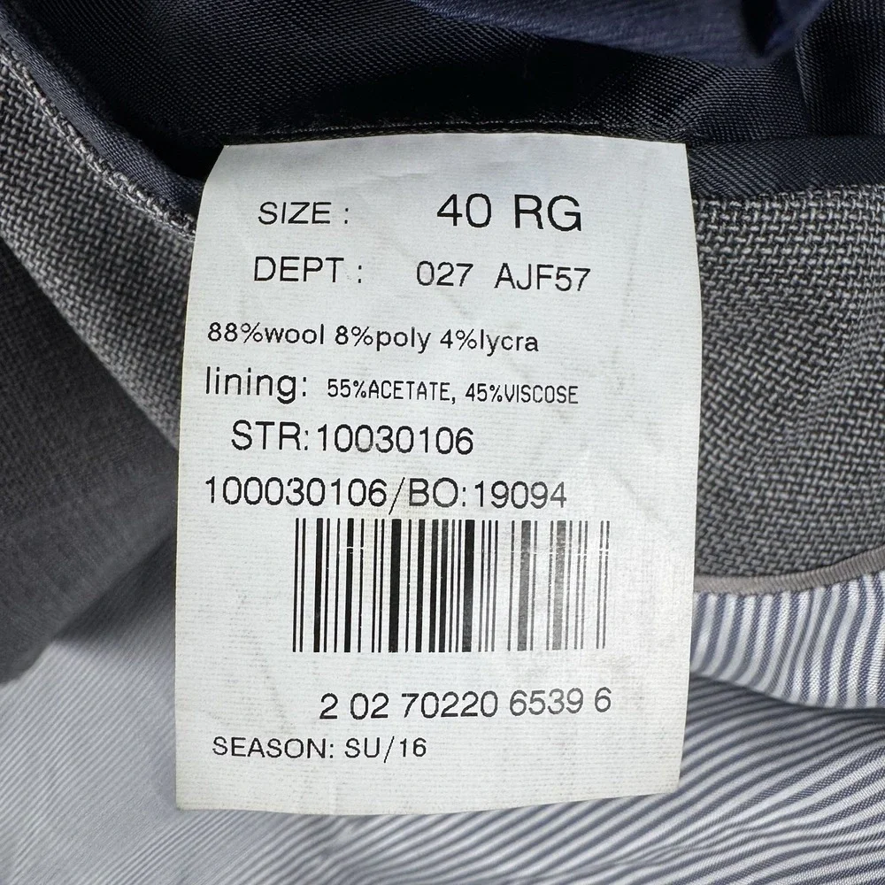 Brooks Brothers Suit Jacket 40R Gray Wool Regent Fit Explorer Silver Crest Logo